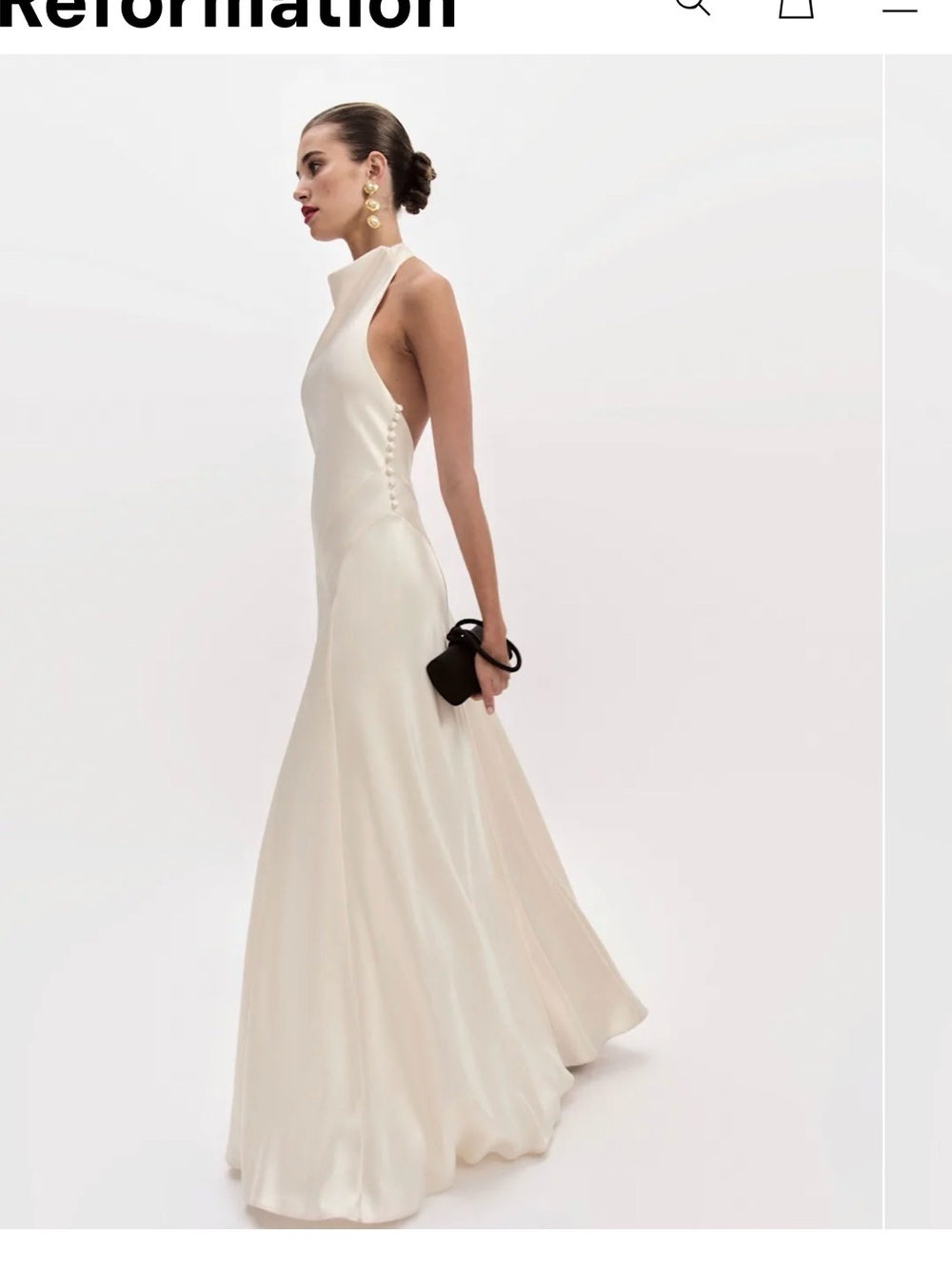 Reformation Ivory High-Neck Satin Bridal Gown - Picture 1 of 7